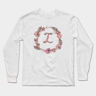 Letter L Rose Pink Initial Monogram - Letter l Long Sleeve T-Shirt